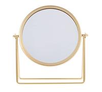 GALPADA Vanity Table Mirror Desktop Round Swivel Makeup Mirror Gold Low Height for Home Dressing Table Bedroom Use