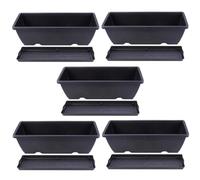 GALPADA Vegetable Planter Boxes 5 Sets Plastic Gardening Containers with Trays for Patio and Indoor Window Sill