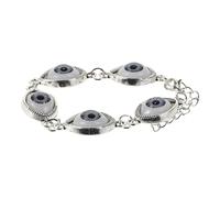 GALPADA Vintage Adjustable Evil Eye Bead Bracelet for Women, Punk Angel Devil Blue Eye Chain Wrist Jewelry, Silver Tone Link Bracelet,