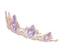 GALPADA Vintage Baroque Queen Crown Headband with Purple Rhinestones, Lightweight Alloy Bridal Hair Accessory Offering Lasting Comfort for Weddings, Bridal Showers, Parties and Halloween