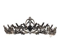 GALPADA Vintage Black Royal Crown for Women Handmade Alloy Rhinestone Tiara with Multifunctional Durability, Elegant Baroque Headpiece for Birthday and Halloween Costume