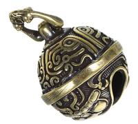 GALPADA Vintage Brass Bell Keychain Pendant with Intricate Taotie Design, Small Size Hanging Ornament for Crafting and Decoration
