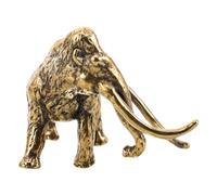 GALPADA Vintage Brass Elephant Statue Miniature Mammuthus Figurine with Intricate Detailing Antique Style Animal Ornament for Tea Office Desk Decoration Collectible Desktop Sculpture