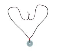 GALPADA Vintage Chinese Jade Feng Shui Pendant Necklace for Women Protection Jewelry with Intricate Carved Donut Design Elegant Ethnic Style for Luck and Wealth