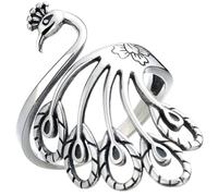 GALPADA Vintage Copper Peacock Ring for Women Sturdy Easy to Put and Take off Silver Open Band Crochet Yarn Ring for Knitting and Crocheting with Unique Ancient Charm Random Color