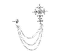 GALPADA Vintage Cross Brooch Pin with Rhinestone Tassel Chain Secure Fit Punk Style Lapel Pin for Sweaters Coats Cardigans for Clothing Accessories