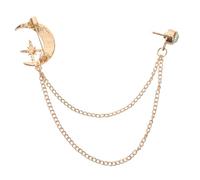 GALPADA Vintage Crystal Moon Brooch Pin with Rhinestone and Hanging Chain Elegant Lapel Pin for Women S Shawls Cardigans Jackets Versatile Retro Boutonniere Corsage Jewelry Accessory