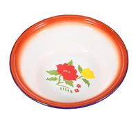 GALPADA Vintage Enamel Bowl 16cm Deep Floral Pattern Enamel Mixing Bowl Retro Kitchen Dining Soup and Salad Basin for Home Use