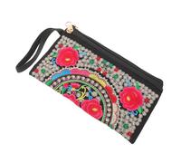 GALPADA Vintage Ethnic Embroidered Clutch Purse with Rose Design, Zipper Change Wallet for Women, Floral Evening Bag Suitable for Bridal and Travel Events