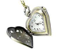 GALPADA Vintage Heart Shaped Alloy Pocket Watch with Easy to Read Quartz Movement, Stylish Clothes Decoration Watch Suitable for Men and Women Pendant Necklace