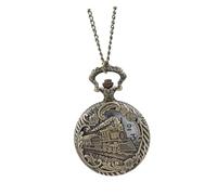 GALPADA Vintage Hollow Rail Engine Hanging Pocket Watch Quartz Movement Waist Watch Chain for Retro Style Collectors and Travel Use Random Style