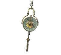GALPADA Vintage Mechanical Design Pocket Watch Necklace Hanging Chain Elegant Retro Accessory for Women Unique Glass Sphere and Creative Craftsmanship