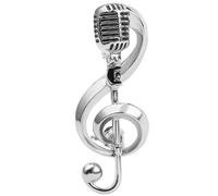 GALPADA Vintage Microphone Brooch Pin Music Note Silver Jewelry for Women, Unique Birthday Lapel Pin, Holiday Music Accessory for Jackets and Scarves