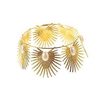 GALPADA Vintage Pearl Crown Hair Accessory Elegant Cake Topper for Wedding Party Bridal Shower Cosplay Photo Shoot Charming Decorative Headpiece