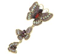 GALPADA Vintage Purple Butterfly Brooch Pin Alloy Material with Three Shining Rhinestones Versatile Accessory to Elevate the Look for Halloween Party or Special Occasion