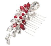 GALPADA Vintage Red Rhinestone Bridal Headpiece Side Comb with Secure Metal Design, Crystal Embellished Hair Jewelry for Wedding, Prom, and Banquet Occasions
