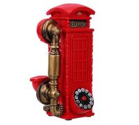 GALPADA Vintage Resin Telephone Booth Decoration, Retro Classic Rotary Dial Phone Model, Decorative Piece and Photo Prop for Home and Office Display, Unique Red Antique Ornament