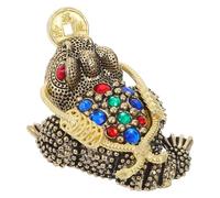 GALPADA Vintage Small Copper Three-legged Toad Figurine 7.2x4.4x3.3cm Hollow Craft Statue Wealth Frog Ornament for Office Desk and Home Décor