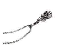 GALPADA Vintage Stainless Steel Guitar Pendant Necklace for Men Snake Design, Silver Tone Metal Chain, Cool Rock Music Jewelry for Male and Boys