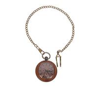GALPADA Vintage Walnut Wooden Pocket Watch with Chain, Retro Hanging Decorative Watch for Men and Children, Universal Analog Timepiece for Daily Use