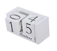 GALPADA Vintage Wooden Block Calendar Perpetual Desktop Table Calendar for Office Home Use Space Saving Compact Wood Month Day Display Reusable Elegant Retro Design