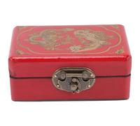 GALPADA Vintage Wooden Jewelry Box Organizer with Dragon Pattern, Small Red Ring and Earring Storage Case, Multifunctional Treasure Chest for Bedroom Decor and Packaging