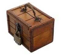GALPADA Vintage Wooden Treasure Chest With Lock Small Decorative Lockable Jewelry Storage Box Rustic Escape Room Prop Keepsake Antique Trinket Organizer Safe Retro Wood Crate 4.68x3.14x3.14 inch
