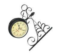 GALPADA Wall Clock Iron and Glass Silent Hanging Double-sided Vintage Style Clock for Restaurant and Coffee House Decor