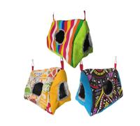 GALPADA Warm Bird Nest Parrot House Double Hole Hanging Bed for Indoor Birds Sleeping Pad Stripe