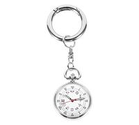 GALPADA Watch Luminous Pocket Hanging Watch Silver Stainless Steel for Nurses Students with Keychain Suitable for Exams and Clinical Use
