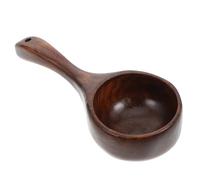 GALPADA Water Scoop Spoon Round Shape Wooden Multipurpose with Comfortable Grip Eco-Friendly Synthetic Material, Brown Ladle for Serving Soup and Salad for Sauna Room and Kitchen Use