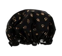 GALPADA Waterproof Elastic Shower Cap Comfortable Fit for Women with Double Layer Design and Extra Large Size Prevents Hair from Getting Wet Black Fabric for Showering and Hair Dyeing