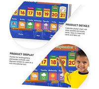 GALPADA Weekly Classroom Calendar Pocket Chart with Cards Weather Days Learning Wall Hanging Organizer for Educational Teaching Polyester Chart with Storage Pockets