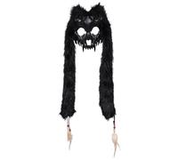 GALPADA Werewolf Mask Halloween Costume with Synthetic Headpiece, Scary Half-Face Animal Mask for Party, Festival, and Photography Props, Black Color, Adult Size