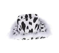 GALPADA White Cow Print Cowboy Hat Fashion Cosplay Accessory for Women Birthday Party Role Play Stage Performance