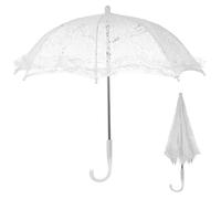 GALPADA White Lace Parasol Umbrella for Wedding and Photography, Vintage Elegant Sun Parasol with Steel Frame and Plastic Handle, Multi-functional Photo Prop for Tea Parties and Stage