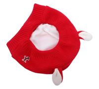 GALPADA Winter Knitted Dog Hat with Rabbit Ears for Large Dogs and Golden Retrievers, Red Polyester Beanie Cap Offering Comfortable Fit and Windproof Protection, for Outdoor Parties