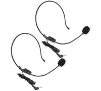 GALPADA Wired Headset Microphone with Adjustable Microphone Arm with Condenser Mic 2pcs Ultra-lightweight Plastic Material for Voice Amplifier and Speaker for Interviewing and Stage