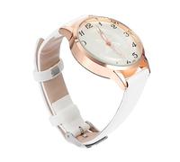 GALPADA Women Leather Wrist Watch with Five-Pointed Star Dial, White Slim Strap Casual Business Watch for Ladies, Simple Fashionable Analog Timepiece