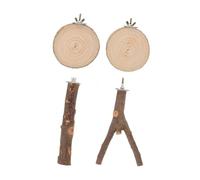 GALPADA Wood Parrot Perch Stand Multi-branch Platform with Swing for Birds Natural Grinding Perches for Parakeets Cockatiels Budgies Interactive Bird Activity Stand for Cage