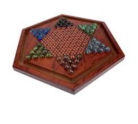 GALPADA Wooden Checkers Board Game Natural Wood Chinese Chequers Family Strategy for Adults Smooth Surface Educational Leisure Entertainment
