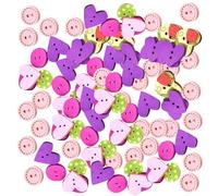 GALPADA Wooden Flower Buttons for Knitting and Decoration 100pcs Color with Colorful Mixed Style Timber Material DIY Buttons Color for Sewing Projects and Handcraft