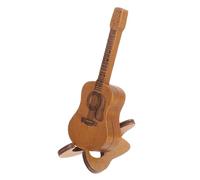 GALPADA Wooden Guitar Pick Box Guitar Shape Pick Holder Case with Internal Grooves Easy to Carry Brown Storage for Small Things