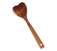 GALPADA Wooden Heart Shaped Spoon 12 Inch Long Handle for Flipping and Mixing, Kitchen Cooking Utensils for Home and Restaurant Use