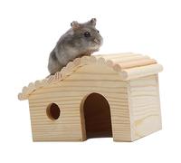 GALPADA Wooden Hut Moveable Play House for Hamster Pet Mice and Small Animals Natural Wood Habitat with Door for Nesting and Chewing Instincts