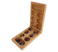 GALPADA Wooden Mancala Board Game Set Traditional Folding Congklak Board with 48 Glass Stones and Dedicated Storage Box, Engaging Family Travel Game for and Adults