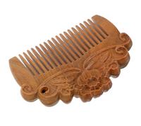 GALPADA Wooden Mini Hair Styling Comb 3.15 Inch Portable Comb with Peony Embossed Surface Anti-Static Massage Tool for Women Scalp Care