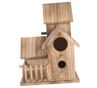 GALPADA Wooden Parakeet Nesting Cottage Bird Breeding Hideout with Multi-hollow Circles for Parrots Cockatiels Hummingbirds Natural Rustic Outdoor Bird Nest Box for Garden and Small