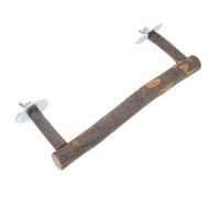 GALPADA Wooden Parrot Standing Rod with U-Shaped Food Bowl Holder Medium Size Bird Cage Perch Food Bowl Supporting Rack for Small to Medium Parakeets and Parrots