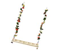 GALPADA Wooden Parrot Swing Bird for Pet Birds Providing Physical Activity and Improving Health with Stainless Steel Hooks and Decorative Flowers for Indoor Birdcages